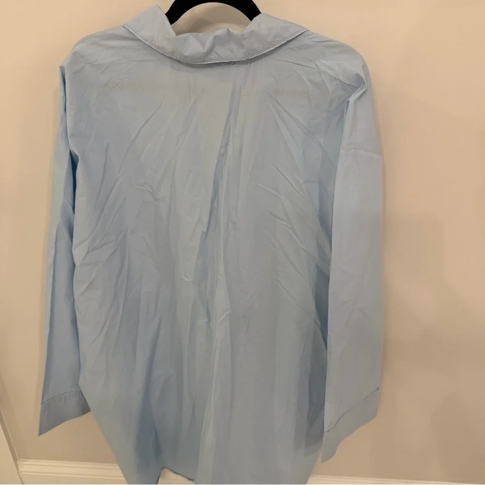 Light Blue Women's Button-Front Sleep Shirt